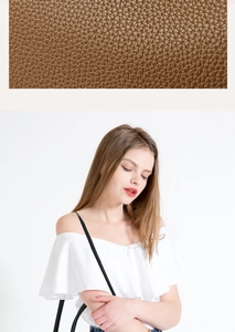 Macro shot of premium brown lychee grain faux leather texture for tote bag details
