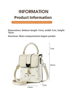 Detailed size specifications and dimensions for printed crossbody mini phone bag