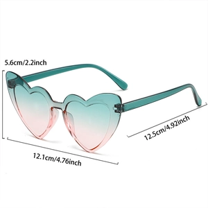 Detailed size specifications for heart-shaped gradient lens toddler sunglasses
