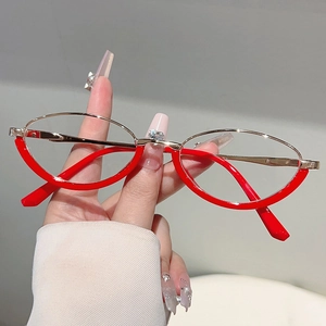 Retro amber and gold metal frame anti-blue light glasses with stylish vintage aesthetic