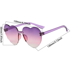 Guide des dimensions pour lunettes de soleil enfants en forme de cœur violet