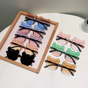 Lunettes De Soleil Enfants PC Forme Oreille D'Ours Verres Dégradés Mode Style Dessin Animé Mignon Pour Fête Plage Voyage UV400
