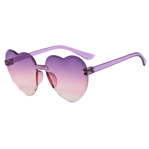 Lunettes de soleil cœur sans monture pour enfants avec verres dégradés violets