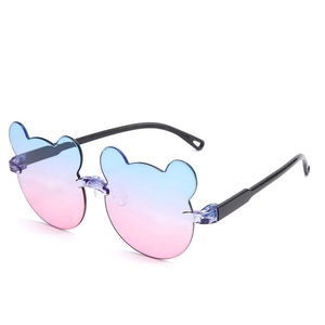 Lunettes de soleil ours pour enfants avec verres dégradés bleu-rose et monture noire