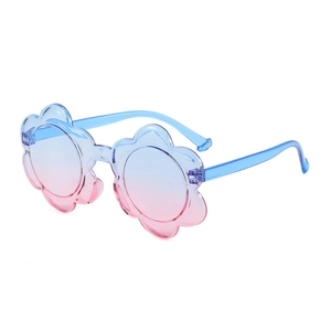 Lunettes de soleil pour enfants en forme de fleur avec monture dégradée bleu et rose