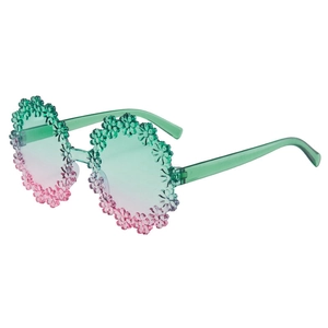 Kids flower-shaped sunglasses with colorful gradient lenses and 3D floral frame decor