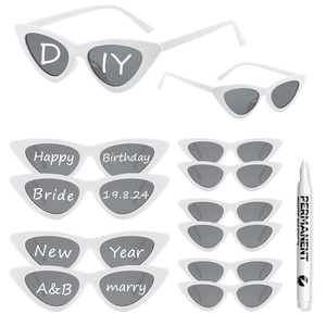 White cat eye sunglasses DIY kit with permanent marker for wedding and party custom designs