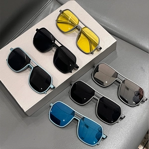 Minimalist double bridge aviator sunglasses displayed in six various colors for men