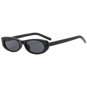 Retro black oval sunglasses for women with narrow frame and sleek vintage aesthetic