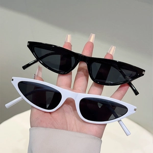 Detail view of Y2K cat-eye sunglasses showing inner temple model ZN3945 engraving