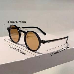 Spécifications détaillées de taille pour lunettes de soleil rondes rétro à verres orange