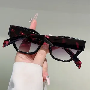 Macro detail of tortoiseshell polygon sunglasses with stylish gradient grey lenses