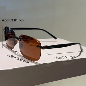 Spécifications détaillées de taille pour lunettes de soleil carrées sans monture marron