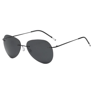 Lunettes de soleil polarisées sans monture avec verres foncés et branches en métal noir