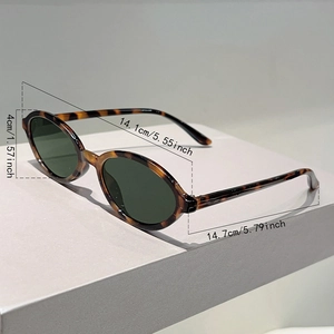 Tableau des tailles détaillé des lunettes de soleil ovales rétro avec verres verts