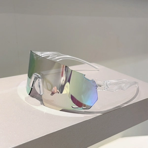 Sports Sunglasses PC Frame Mirrored One Piece Lens UV400 Protection Windproof For Outdoor Cycling Running Unisex Futuristic