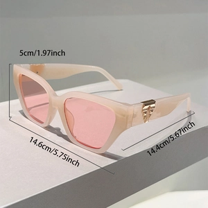 Cat eye sunglasses detail view with frame dimensions 14.6cm width and 5.0cm height