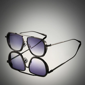 Vintage Square Sunglasses Metal Frame Double Bridge Geometric Gradient Lens UV400 Protection Fashionable Punk Eyewear Unisex