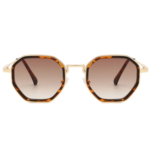Macro detail of steampunk octagonal frames with tortoiseshell pattern and gradient lenses
