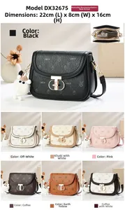 Litchi pattern saddle bag with cartoon rabbit print, sized 22x8x16cm in multiple colors