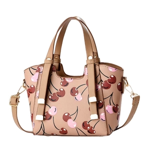 Minimalist hobo bag with cherry print and golden hardware for women 2025 collection