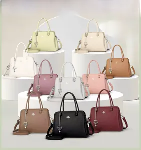 Litchi pattern leather tote bag details showing internal three-compartment structure