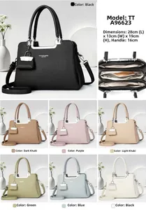 Detailed dimensions of minimalist faux leather handbag with internal multi-layer structure