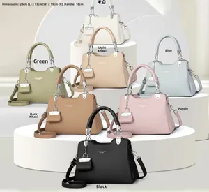 Sacs à main en cuir texturé en sept couleurs montrant une largeur de 28cm et 19cm de haut