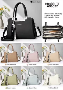 Detail view of model A96622 handbag showing multi-compartment storage and dimensions