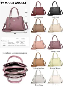 Multi-angle view of checkered women handbag with interior compartments and color options