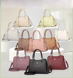 Detailed top view showing triple zipper compartments and 10 colors of lychee grain bags