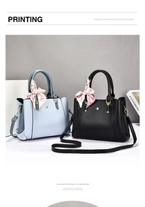 Litchi pattern leather handbags with golden locks and elegant floral silk scarves