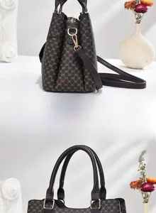 Détail du sac cabas monogramme marron montrant le profil latéral et le zip métallique