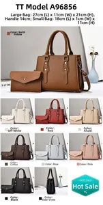 Variety of textured faux leather handbags and clutch sets in eight different colors