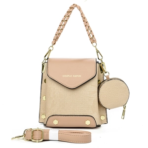 Large capacity stylish crossbody shoulder bag in beige and light coffee with mini pouch