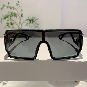 Vue détaillée des lunettes de soleil noires futuristes avec design de branche ajouré