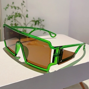 Lunettes De Soleil Carrées Surdimensionnées Futuristes Monture PC Protection UV400 Style Punk Hip Hop Streetwear Unisexe
