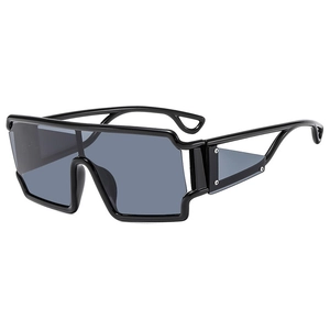 Lunettes de soleil futuristes noires avec protections latérales et verres teintés