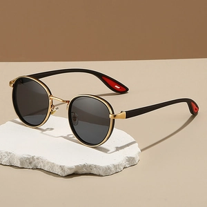 Round Frame Sunglasses Metal Frame UV400 Protection Vintage Punk Style Outdoor Fashion Eyewear For Men Women