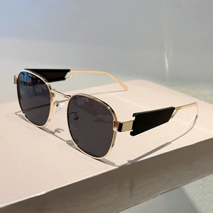 Retro Oval Sonnenbrille Metallrahmen UV400 Schutz Mode Geometrisches Dekor Brillen Für Reisen Party