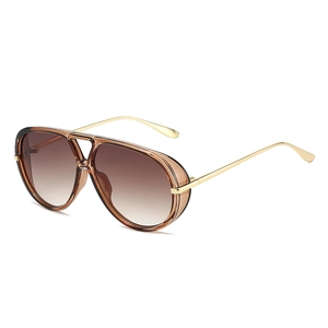 Retro Aviator Sunglasses Women Men UV400 Protection Metal Frame Large Trendy Double Bridge Outdoor Driving Eyewear Fashion