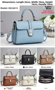 Detail showing various colors and interior dimensions of the lychee leather crossbody bag
