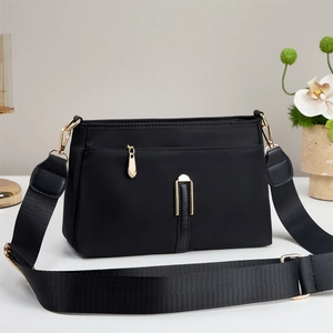 Women's Casual Nylon Shoulder Bag Fashion Solid Color Crossbody Bag With Adjustable Wide Strap Gold Hardware Gift For Mom