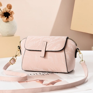 Borsa Tracolla Donna Pelle PU Trama Pieghettata Motivo Marmo Moda Patta Borsa A Spalla Casual Elegante