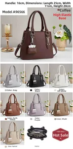 Detail of elegant lychee texture leather tote bag for women showing inner structure and colors