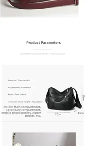 Détails du sac à bandoulière en cuir PU noir avec structure à plusieurs compartiments