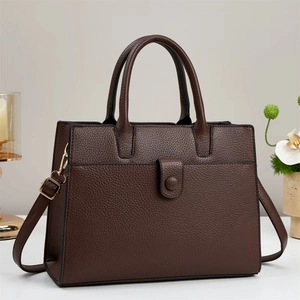 Women Litchi Grain PU Leather Handbag Elegant Commuting Large Capacity Top Handle Crossbody Shoulder Bag For Daily Use