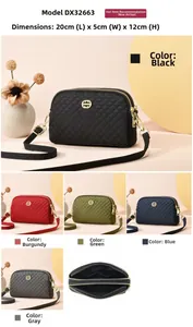 Détails du sac bandoulière matelassé avec double fermeture éclair, taille 20x5x12cm