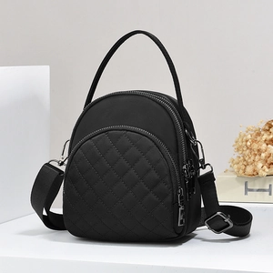 Women Mini Backpack Crossbody Bag Nylon Oxford Cloth Multi Layer Zipper Diamond Quilted Fashion Shoulder Handbag