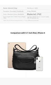 Detailed size guide of the PU leather shoulder bag with dimensions 29x14x19cm